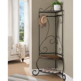 Corner Metal Hall Tree Entryway Coat Rack Upholstered Storage Bench Shoe Rack
