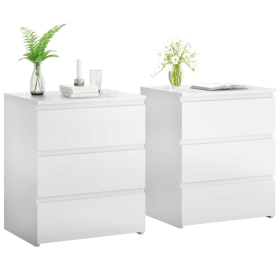 (Set of 2)3 Drawer Dresser, Small Dresser for Closet, Wooden White Nightstand for Bedroom