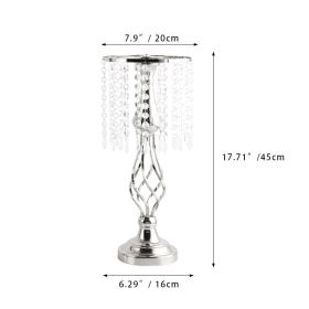 Ins Luxury Metal Candle Holders with Crystal Flowers Vase Candlestick Table Centerpieces Wedding Table Candle Stand Wedding Prop (Ships From: CN, Color: Silver-M)
