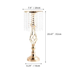 Ins Luxury Metal Candle Holders with Crystal Flowers Vase Candlestick Table Centerpieces Wedding Table Candle Stand Wedding Prop (Ships From: CN, Color: Gold-L)