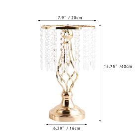 Ins Luxury Metal Candle Holders with Crystal Flowers Vase Candlestick Table Centerpieces Wedding Table Candle Stand Wedding Prop (Ships From: CN, Color: Gold-S)