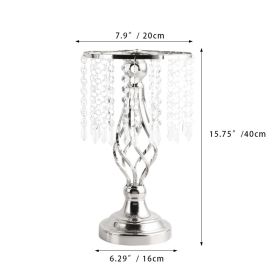 Ins Luxury Metal Candle Holders with Crystal Flowers Vase Candlestick Table Centerpieces Wedding Table Candle Stand Wedding Prop (Ships From: CN, Color: Silver-S)