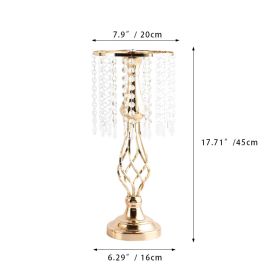 Ins Luxury Metal Candle Holders with Crystal Flowers Vase Candlestick Table Centerpieces Wedding Table Candle Stand Wedding Prop (Ships From: CN, Color: Gold-M)