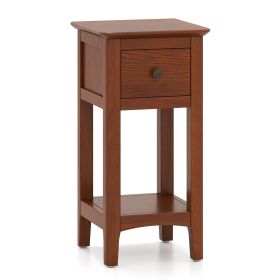 3-Tier Nightstand with Drawer and Open Storage Shelf (Color: White)